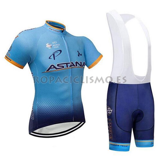 2018 Maillot Astana Tirantes Mangas Cortas Azul